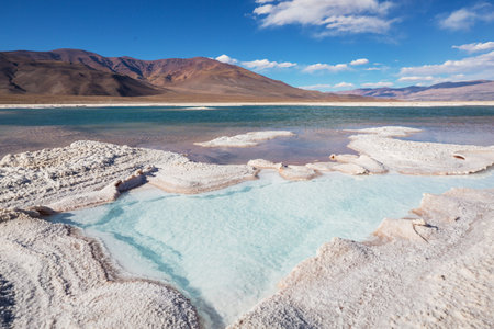 Fantastic Scenic landscapes of Northern Argentina. Beautiful inspiring natural landscapes. Laguna Verde in Salar Antofalla.の写真素材