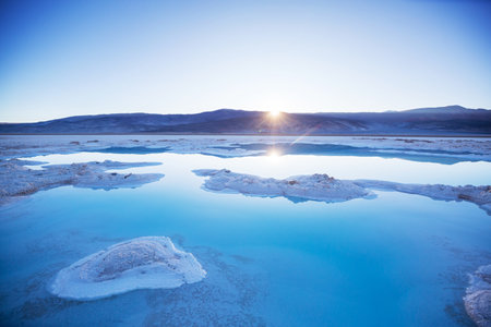 Fantastic Scenic landscapes of Northern Argentina. Beautiful inspiring natural landscapes. Laguna Verde in Salar Antofalla.の写真素材