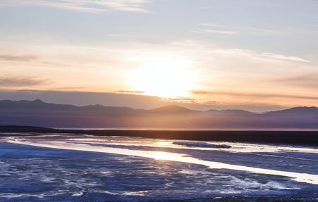 Altiplano Lake in  Andes mountains, Bolivia, South Americaの写真素材