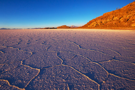 Unusual deserted landscaprs in Salar de Uyuni, Bolivia, South Americaの写真素材