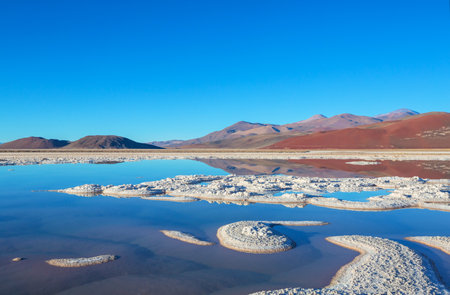 Fantastic Scenic landscapes of Northern Argentina. Beautiful inspiring natural landscapes. Laguna Verde in Salar Antofalla.の写真素材