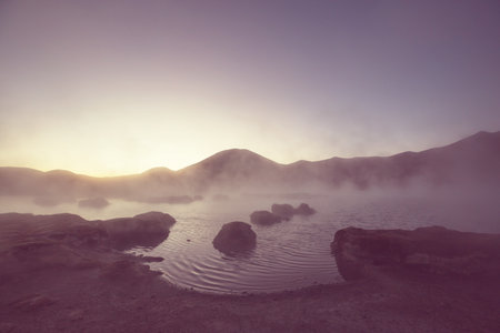 Natural Hot Spring in  Atacama desert, Chile, South America.の写真素材