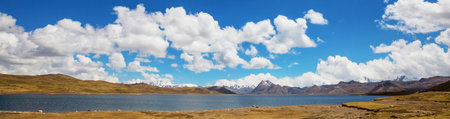 Beautiful mountains lake  in Cordillera Blanca,  Peru, South Americaの写真素材