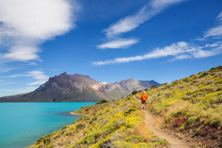 Hike in the Patagonian mountains, Argentinaの写真素材