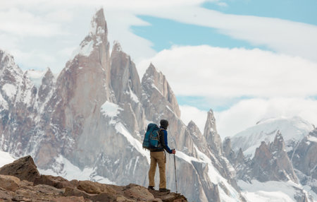 Hike in the Patagonian mountains, Argentinaの写真素材