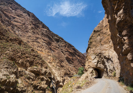 Scenic road in the Cordillera mountains in Peru. Travel background.の写真素材