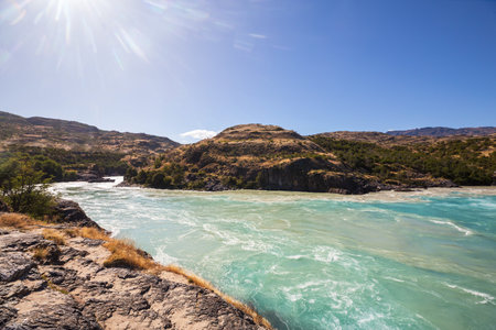 Beautiful mountain landscapes along Carretera Austral, Patagonia, South Chileの写真素材