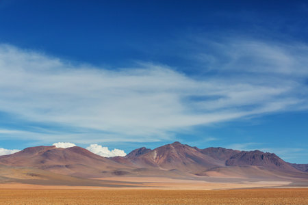 Epic Salvador Dali desert. Unusual natural landscapes in Bolivia.
