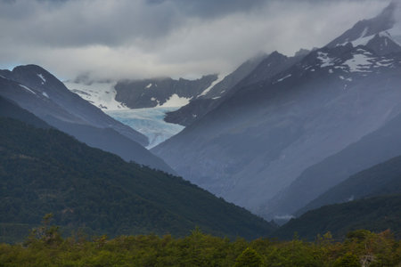 Beautiful mountain landscapes along Carretera Austral, Patagonia, South Chileの写真素材