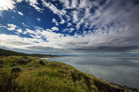 End of the world- beautiful natural landscape around Beagle sound in Ushuaia, Argentinaの写真素材