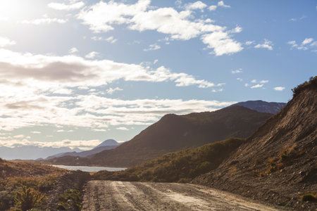 End of the world- beautiful natural landscape around Beagle sound in Ushuaia, Argentinaの写真素材