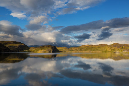 Beautiful mountain landscapes in Patagonia. Mountains lake in Argentina, South America.の写真素材