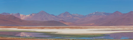 Altiplano Lake in  Andes mountains, Bolivia, South Americaの写真素材