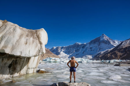 Icebergs in the  lake in high Patagonia mountains, Argentina, South Americaの写真素材