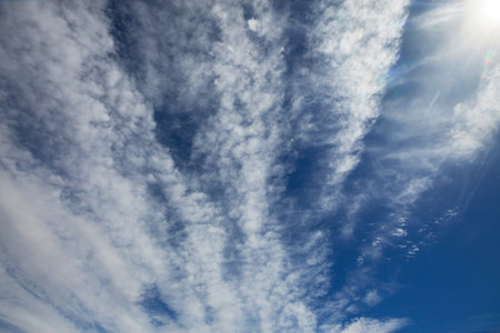 Sunny background, blue sky with white clouds, natural background.