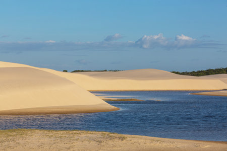 Lagoons in the desert of Lencois Maranhenses National Park, Brazil. Unusual natural landscapes.の写真素材