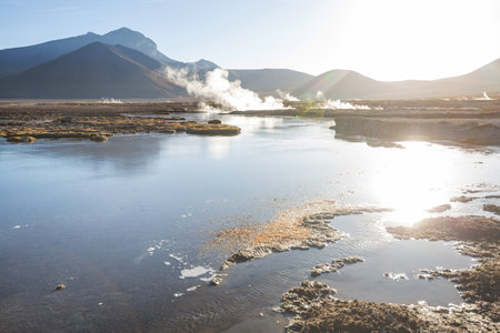 Natural Hot Spring in  Atacama desert, Chile, South America.の写真素材
