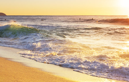 Ocean beach at sunset for natural background
