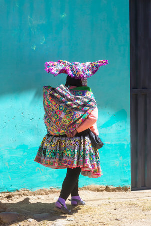 Local people in traditional clothing in Peru, South Americaの写真素材