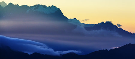 inspiration concept scene -sunrise in mountains,  Beautiful natural backgroundの写真素材