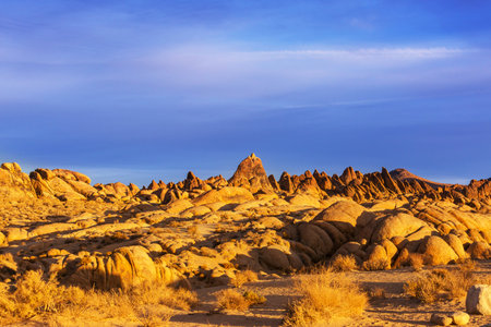 Unusual stone formations in Alabama hills, California, USAの写真素材