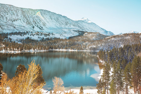 Scenic view of Sierra Nevada Mountain.Late autumn  landscape. California,USA.の写真素材