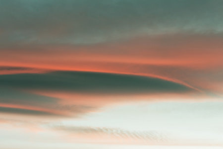 Unusual storm clouds at sunset.  Suitable for background.の写真素材