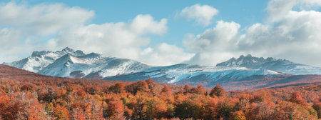 Autumn season in Patagonia mountains, South America, Argentina
