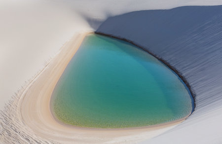 Lagoons in the desert of Lencois Maranhenses National Park, Brazil. Unusual natural landscapes.の写真素材