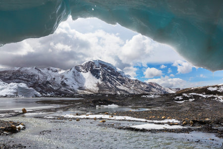Ice cave in high Cordillera mountains, Peru