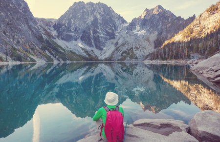Relaxing place on the calm lake. Relaxation vacation