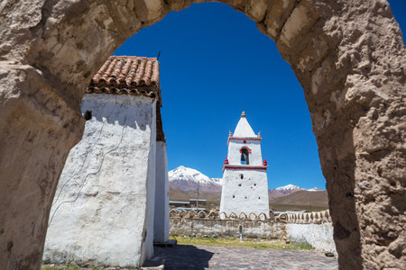 Rural church in altiplano village near San Pedro de Atacama, north Chile, South Americaの写真素材