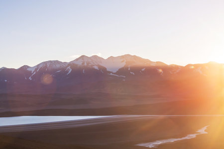 Scenic Sunset in the mountains. Beautiful natural background. Cordillera mountains in Peru.