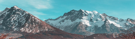 Autumn season in Patagonia mountains, South America, Argentinaの写真素材