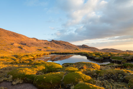 Beautiful mountains lake  in Cordillera Blanca,  Peru, South Americaの写真素材