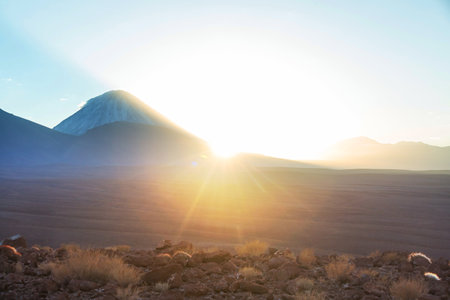 Fantastic Scenic landscapes of Northern Chile, Atacama desert. Beautiful inspiring natural landscapes. Kalgaspores in high mountains.の写真素材