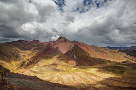 Beautiful mountains landscape in Peru - alternative Rainbow mountainsの写真素材