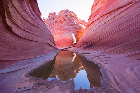The Wave, Vermillion Cliffs, Paria Canyon in the USA. Amazing natural backgroundの写真素材