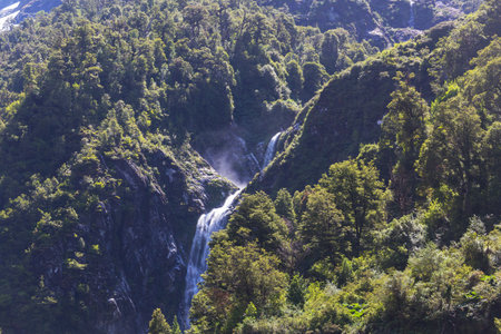Beautiful waterfall in Chile, South America.の写真素材