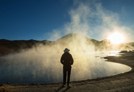 Natural Hot Spring in  Atacama desert, Chile, South America.の写真素材