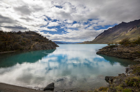 Beautiful mountain landscapes in Patagonia. Mountains lake in Argentina, South America.の写真素材