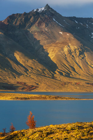 Autumn season in Patagonia mountains, South America, Argentinaの写真素材