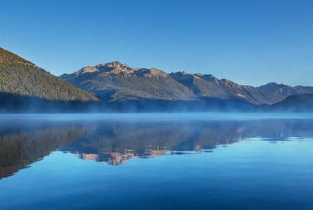 Beautiful mountain landscapes in Patagonia. Mountains lake in Argentina, South America.の写真素材