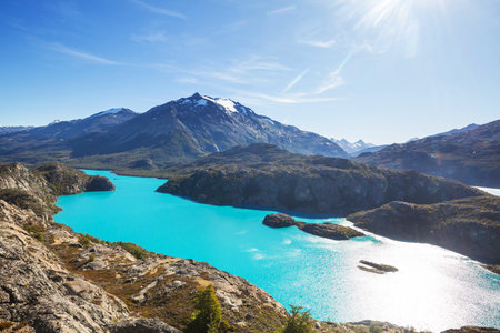 Fantastic mountain landscapes in Perito Moreno National Park in Argentina, South America.の写真素材