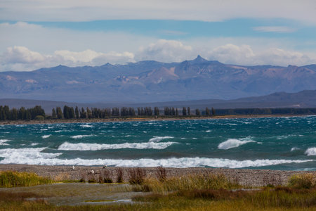 Beautiful mountain landscapes in Patagonia. Mountains lake in Argentina, South America.の写真素材