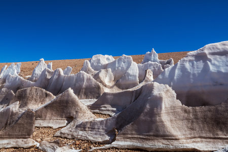 Unusual snow formation in the Chile mountains, South Americaの写真素材