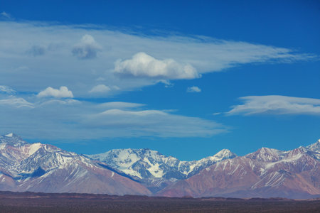 Highest mountains range near Aconcagua peak in Mendoza region, Argentina, South Americaの写真素材