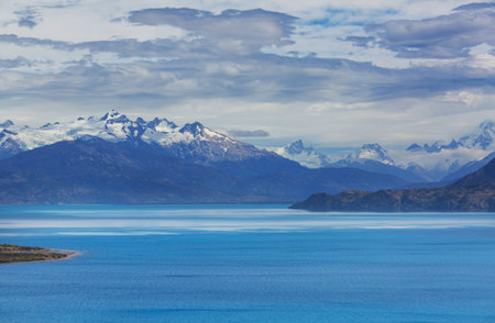 General Carrera Lake, Carretera Austral, Patagonia - Chile. Beautiful natural landscapes in South Americaの写真素材
