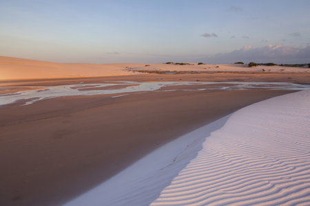 Lagoons in the desert of Lencois Maranhenses National Park, Brazil. Unusual natural landscapes.の写真素材