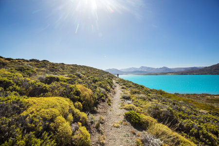 Hike in the Patagonian mountains, Argentinaの写真素材